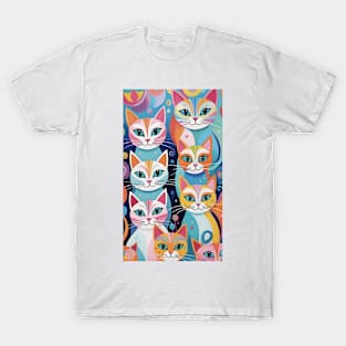 Abstract Cat's Whimsy: A Kaleidoscope of Colors T-Shirt